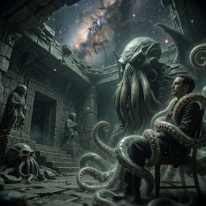 The Throne of Unmaking – When the Chair Became a Gateway! The man is not merely sitting—he is being presented. Ghostly tentacles wind around him, not to attack him, but to reshape him—to transform his perception so...