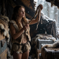 NEEDLE & ICE: ONE STITCH FROM EXTINCTION! The cold whispers through the wound above her, soft and insistent. She pulls the needle through fur and leather, each stitch a small defiance against the white...
