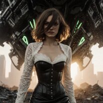Battlefield Courtesan Threatened by Disoriented Space Glider The world is destroyed — yet beauty refuses to die. Amid ruins and ash, humanity’s last grace endures — wrapped in leather, lace, and defiance. Style becomes...