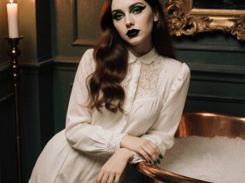 Gothic Boudoir A visual exploration of contrast and mood, highlighting elegance, mystery, and the allure of Victorian lingerie. Shadows...