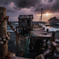 In the Transition, Thoughts Become Hope The pier is not a path, but an end. The planks are rotten, in places entirely gone, as if the sea has taken them back piece by piece. The rusted chains, thick...