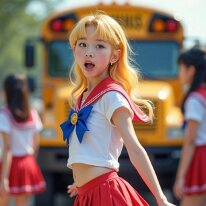 Cosplay Girl on Her Way to School