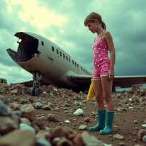The Cute Collector of Broken Memories Amid rusting wrecks and endless fields of rubble and debris she stood – small, lost, and yet full of an inexplicable dignity. Her pink playsuit and blue rubber...