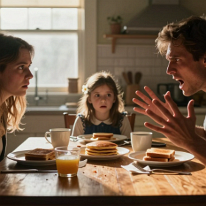 The Trauma in the Morning Warm morning light hides a breaking family. The father shouts, out of control; the mother sits empty, unreachable. Between them, the girl watches, waiting for...