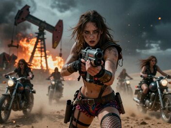 The Scavengers In the ruins of a fallen Arabia, where oil has become rarer than gold, armed scavenger women cross the burning deserts...